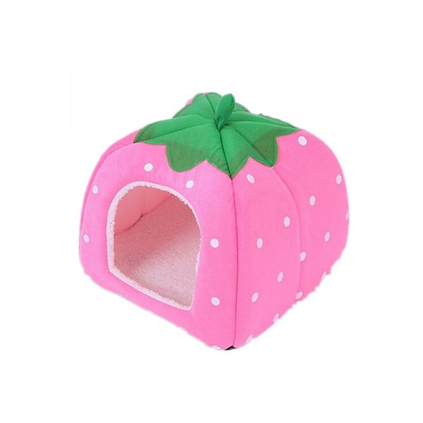 Pet Supplies Pet House Cute Soft Strawberry Pet Dog Cat Rabbit Bed House Kennel Doggy Warm Cushion Doghouse