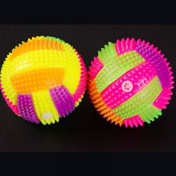 Pet Toy Ball Dog Chew Durable Products Elastic Flash Light Squeaky Spiky Ball Pet Dog Cat Molar Plastic Entertained Toy