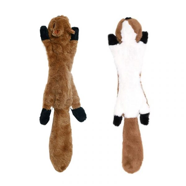 Pet Simulation Animal Plush Toy Interactive Squeaky Soft Chew Toy Skunk/Squirrel/Raccoon/Fox Shape Doll Sound Toy For Dogs