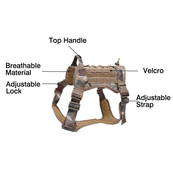 Military Tactical Dog Harness Front Clip Law Enforcement K9 Working Pet Dog Durable Vest For Small Large Dogs German Shepherd