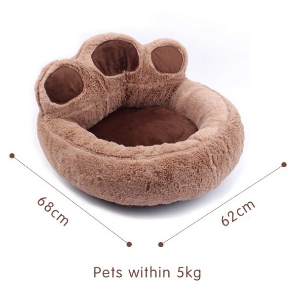 Pet Bed Dog Cat Velvet Cute House Bear Paw Shape Design Soft Warm Pet Nest for Small Medium Large Dogs Washable Bed Pet Supplies