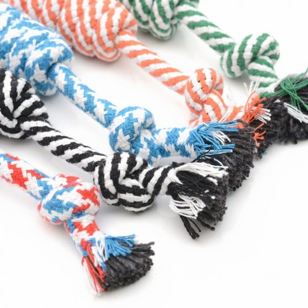 1pc Pet Dog Toy Rope Double Knot Cotton Braided Dog Rope Toy Puppy Chews Toy Cleaning Tooth Toys For Dogs Pet Supplies Drop Ship