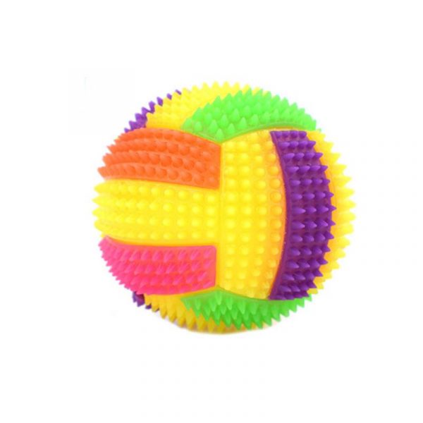 Pet Toy Ball Dog Chew Durable Products Elastic Flash Light Squeaky Spiky Ball Pet Dog Cat Molar Plastic Entertained Toy