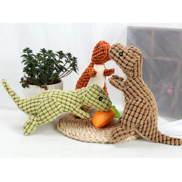 2020 New Pet Dinosaur Shape Plush Chew Molar Squeaky Toys For Dogs Puppy Toys Brush Dog Teeth Pet Cotton Rope Toy High Quality