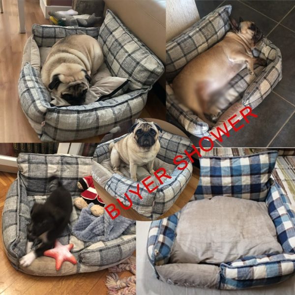 Washable Pet Dog Bed Removable Cat House Soft Sofa Mats Portable Puppy Cushion Dog Plaid Sleeping Beds For Dogs Pets Supplies