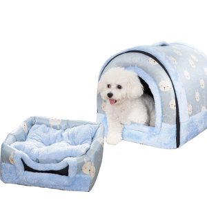 Dog House Foldable Winter Warm Cottom Pet Bed for Dogs Puppy cat Portable Travelling Dog Kennels Basket Sleeping bag