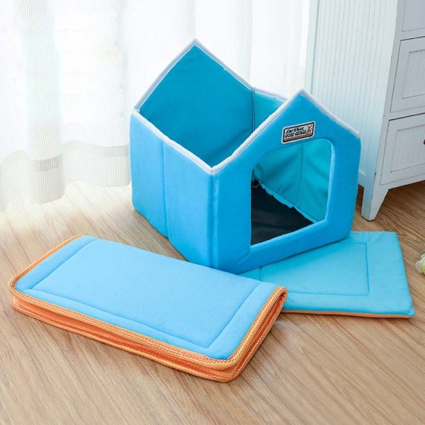 Pet Dog House Foldable Bed With Mat Soft Winter Warm Puppy Sofa Cushion Kennel Nest for Small Medium Dogs Sleeping Supplies