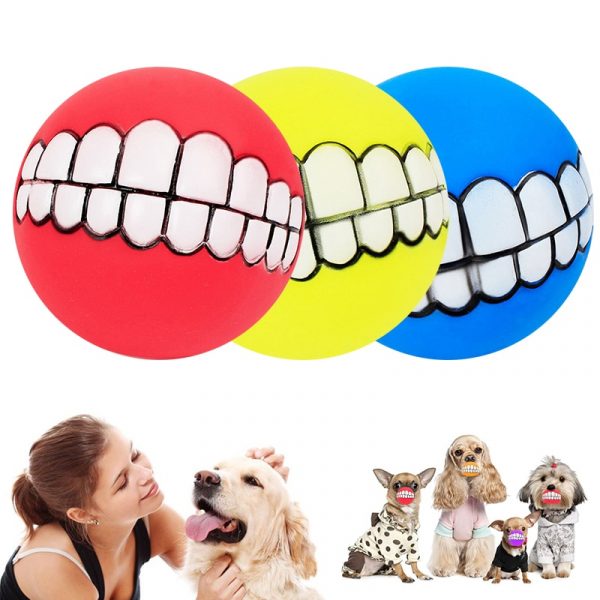 Pet Dog Ball Teeth Funny Trick Toy Silicone Toy for dogs Chew Squeaker Squeaky Sound Dog toys Pet puppy Toys interactive cat toy