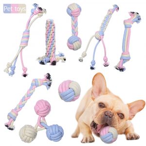 1pc Pets Dogs Pet Toys Cotton Rope Supplies Pet Dog Puppy Cotton Chew Knot Toy Durable Braided Bone Rope Funny Tool