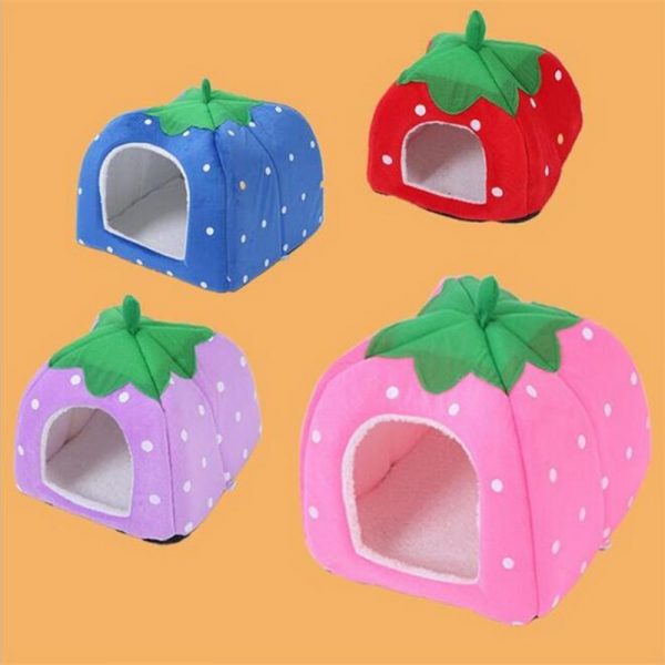 Pet Supplies Pet House Cute Soft Strawberry Pet Dog Cat Rabbit Bed House Kennel Doggy Warm Cushion Doghouse