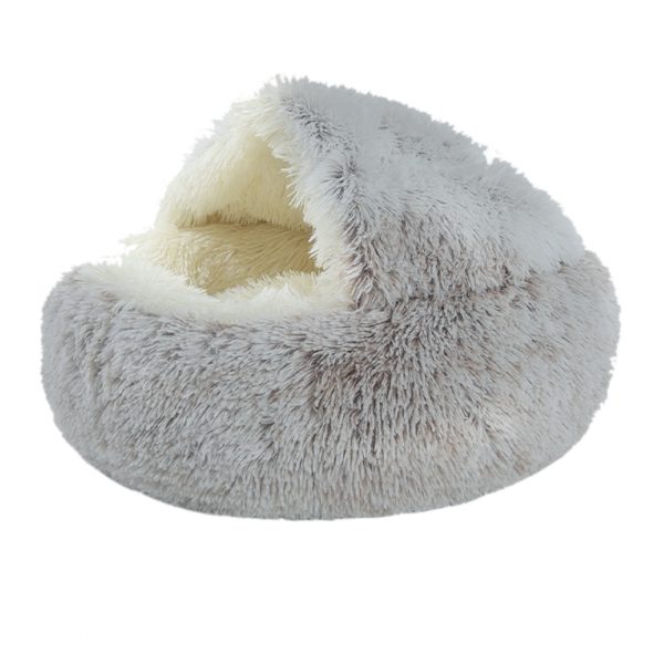 40/50cm Super Soft Cat Dog Bed Kennel Winter Warm Round Dog Puppy Sleeping Cushion Long Plush Pet Mat House