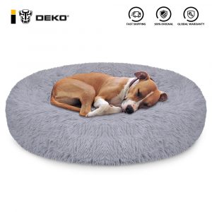 DEKO Pet Dog Bed Super Soft Kennel Round Fluffy Cat House Warm Comfortable Sleeping Cushion Mat Sofa Washable Puppy Plush