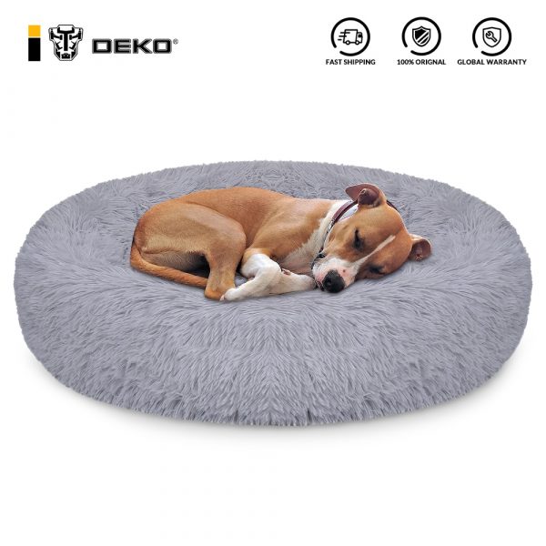 DEKO Pet Dog Bed Super Soft Kennel Round Fluffy Cat House Warm Comfortable Sleeping Cushion Mat Sofa Washable Puppy Plush