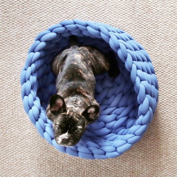 Pet Kennel Pet Dog Cat Hand-woven Bed Handmade Knit Nest House Puppy Kitten Cave Basket Sleeping Bag Dogs Kennel Supplies