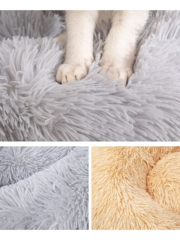 Round Long Plush Dog Beds for Large Dogs Pet Products Cushion Super Soft Fluffy Comfortable Cat Mat Supplies Accessories