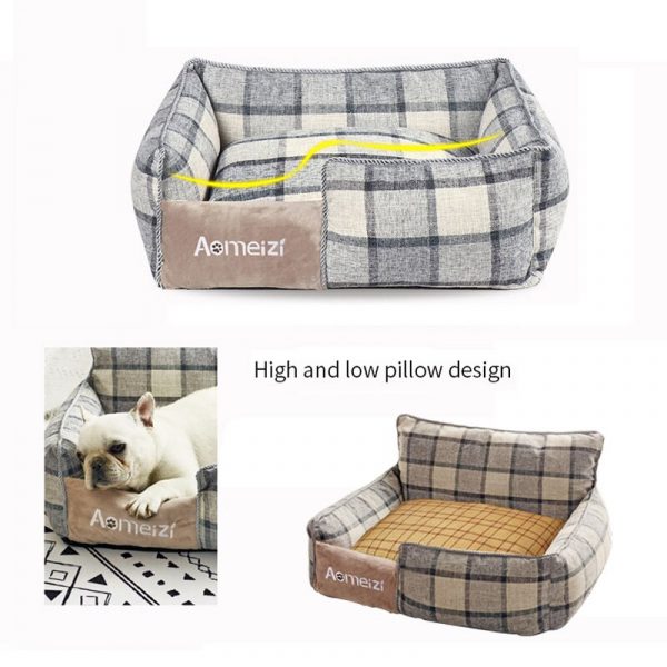 Washable Pet Dog Bed Removable Cat House Soft Sofa Mats Portable Puppy Cushion Dog Plaid Sleeping Beds For Dogs Pets Supplies