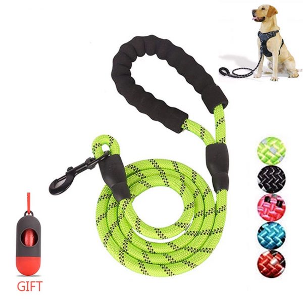 Pet Leash Reflective Strong Dog Leash 1.5M Long with Comfortable Padded Handle Heavy Duty Training Durable Nylon Rope Leashes