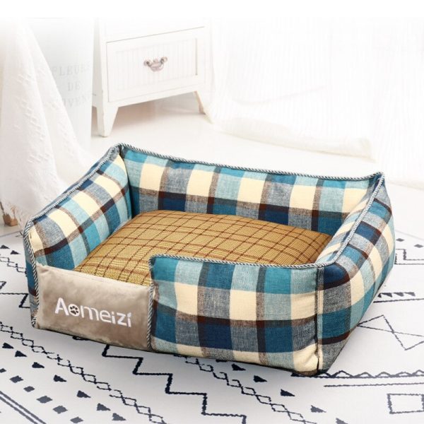 Washable Pet Dog Bed Removable Cat House Soft Sofa Mats Portable Puppy Cushion Dog Plaid Sleeping Beds For Dogs Pets Supplies