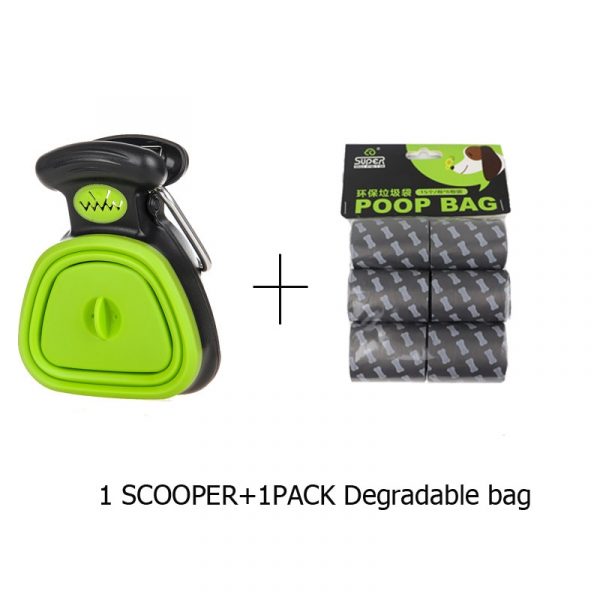 Dog Pet Travel Foldable Pooper Scooper With 1 Roll Decomposable bags Poop Scoop Clean Pick Up Excreta Cleaner Epacket Shipping