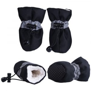 4pcs/set Pet Winter Warm Soft Cashmere Anti-skid Rain Shoes For Dog Pet Windproof Soft Footwear Anti-slip Waterproof Shoes