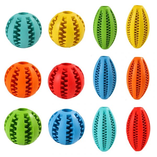 Interactive Natural Rubber Ball Cat Puppy Chew Toy Food Dispenser Ball Bite-Resistant Clean Teeth Pet Playing Balls Pet Dog Toys