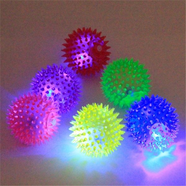 1pc Pet Chew Toy Colorful Soft Rubber Luminous Cat Dog Chewing Throwing Elastic Ball Toy Interactive Toys for Dogs Random Color