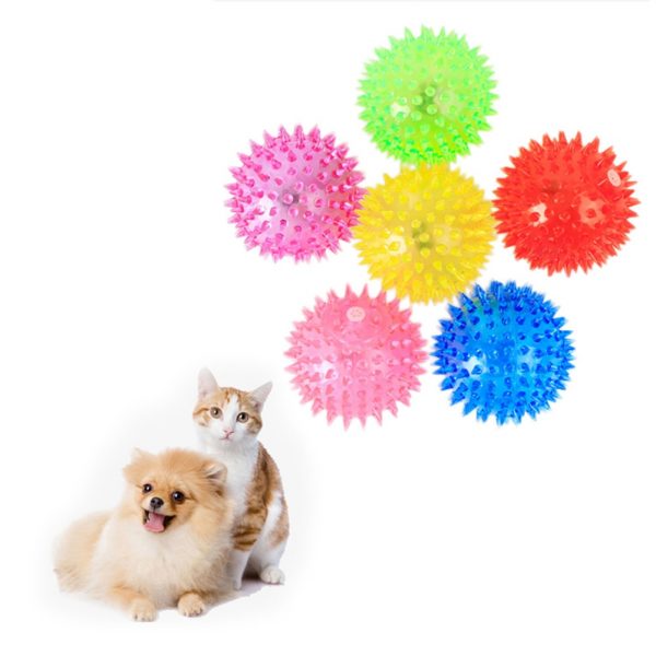 1pc Pet Chew Toy Colorful Soft Rubber Luminous Cat Dog Chewing Throwing Elastic Ball Toy Interactive Toys for Dogs Random Color