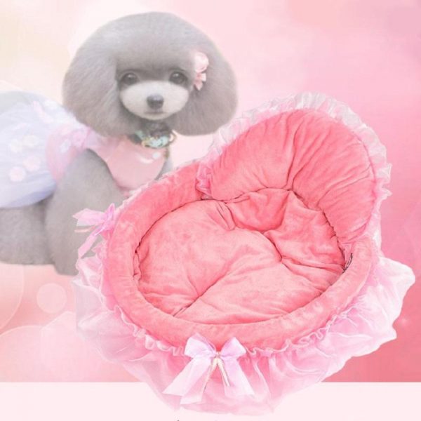 Soft Dog Bed Pet Cat Lace Princess Bed Sofa Puppy Couch Lace Bedding Mat Nest camas para perro Winter Chritmas Festival Decor