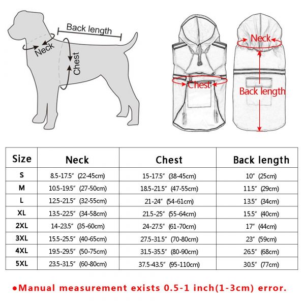 Raincoat Clothes For Dogs Waterproof Raincoat Dog Coat Jacket Reflective For Small Medium Large Dogs Labrador S-5XL 5 Colors