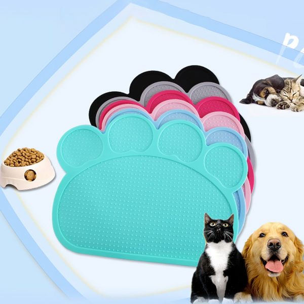 Creative Dog Footprint-shaped Pet Feeding Mats Non-slip Pet Dogs Cats Bowl Mat Pad Food Water Bottle Feeding Placemat Pet