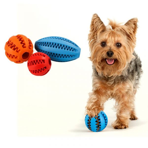 Interactive Natural Rubber Ball Cat Puppy Chew Toy Food Dispenser Ball Bite-Resistant Clean Teeth Pet Playing Balls Pet Dog Toys