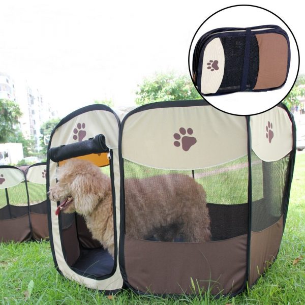 Pet Cage Portable Pet Tent Folding Dog House Cage Cat Tent Playpen Puppy Kennel Easy Operation Octagonal Fence Large Dogs House