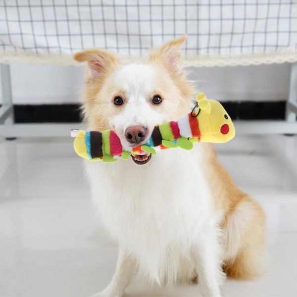 Plush Stuffed Pet Dog Toys Sound Cute Longworm Chew Squeak Toys for Dogs Teeth Cleaning Cats Dog Products Chewing Toy