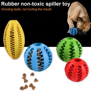 Interactive Natural Rubber Ball Cat Puppy Chew Toy Food Dispenser Ball Bite-Resistant Clean Teeth Pet Playing Balls Pet Dog Toys