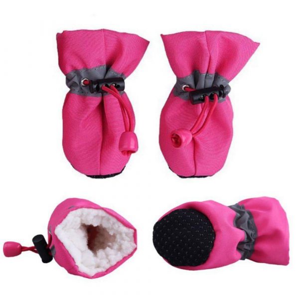 4pcs/set Pet Winter Warm Soft Cashmere Anti-skid Rain Shoes For Dog Pet Windproof Soft Footwear Anti-slip Waterproof Shoes