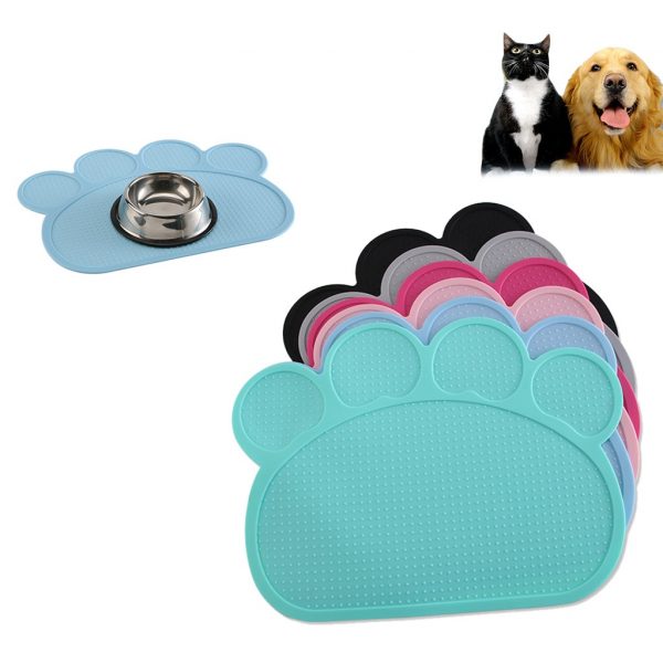 Creative Dog Footprint-shaped Pet Feeding Mats Non-slip Pet Dogs Cats Bowl Mat Pad Food Water Bottle Feeding Placemat Pet