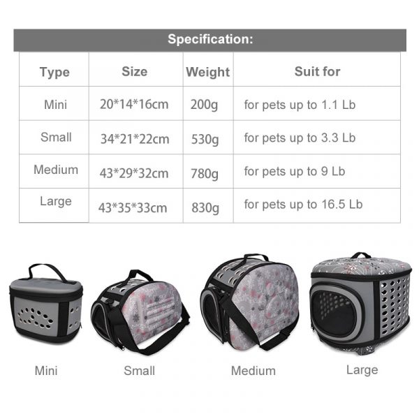 Travel Dog Carrier Bag Portable Folding Pet Cage Carrying Bags Handbag for Cat Dog Puppy Guinea Pig Hamster