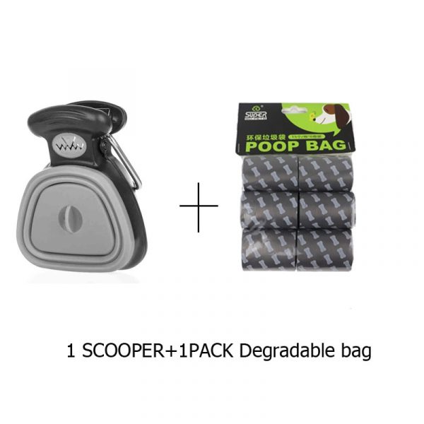 Dog Pet Travel Foldable Pooper Scooper With 1 Roll Decomposable bags Poop Scoop Clean Pick Up Excreta Cleaner Epacket Shipping