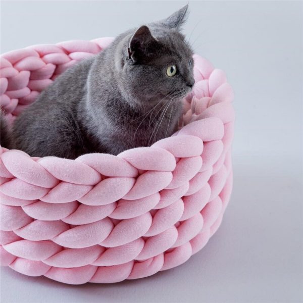 Pet Kennel Pet Dog Cat Hand-woven Bed Handmade Knit Nest House Puppy Kitten Cave Basket Sleeping Bag Dogs Kennel Supplies