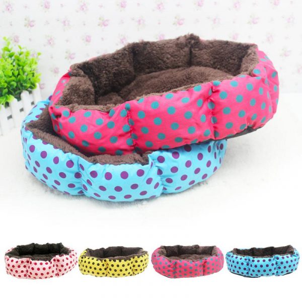 Winter Warm Dog Bed Pet Dog House Soft Cat Dog Pets Cushion Puppy Kitten Plush Mat Dots Printing Kennel Dog Cat Nest Pets Sofa