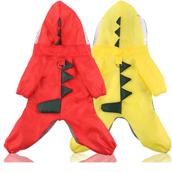 NEW Pet Dog raincoat waterproof Reflective Dinosaur Cosplay Breathable four legs Small Dog clothes Hooded Rain coat ropa perro