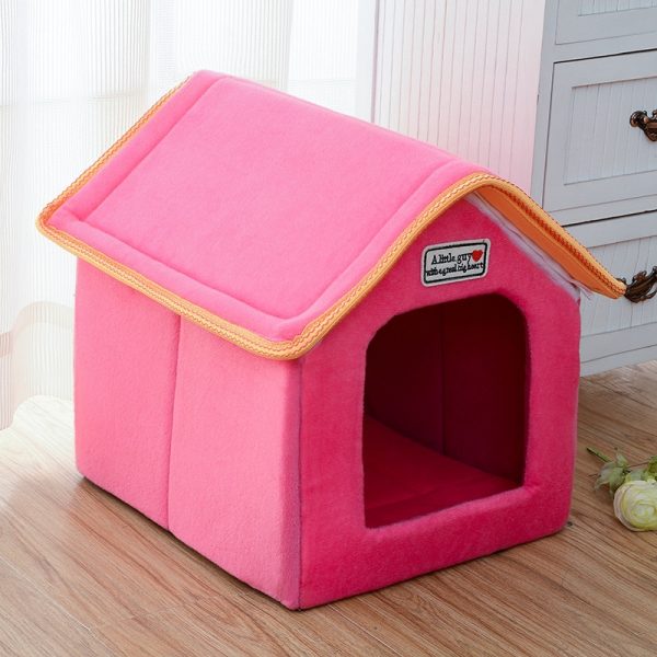 Pet Dog House Foldable Bed With Mat Soft Winter Warm Puppy Sofa Cushion Kennel Nest for Small Medium Dogs Sleeping Supplies