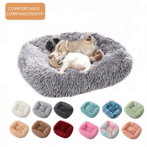 Solid Color Square Dog Bed Long Plush Pet Beds For Little Medium Large Pets Super Soft Winter Warm Sleeping Mats For Dogs Cats