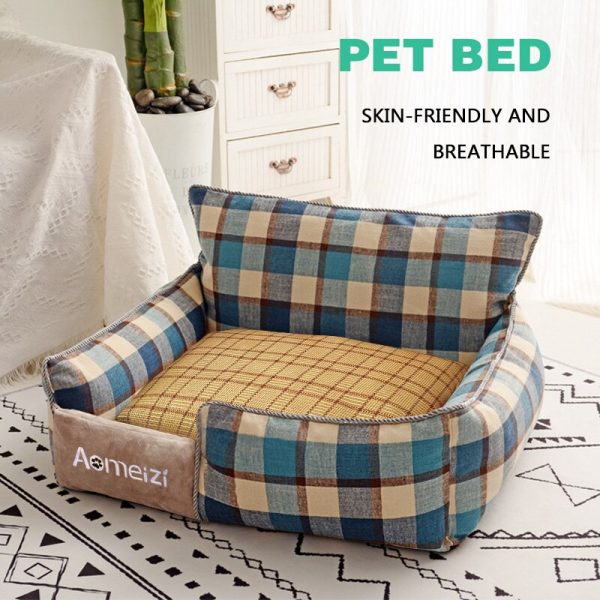 Washable Pet Dog Bed Removable Cat House Soft Sofa Mats Portable Puppy Cushion Dog Plaid Sleeping Beds For Dogs Pets Supplies