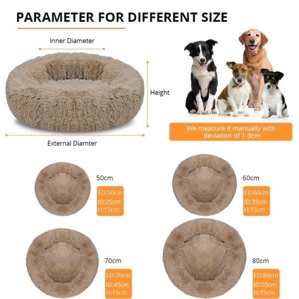 DEKO Pet Dog Bed Super Soft Kennel Round Fluffy Cat House Warm Comfortable Sleeping Cushion Mat Sofa Washable Puppy Plush