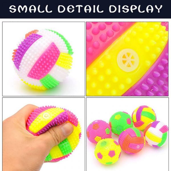 Pet Toy Ball Dog Chew Durable Products Elastic Flash Light Squeaky Spiky Ball Pet Dog Cat Molar Plastic Entertained Toy