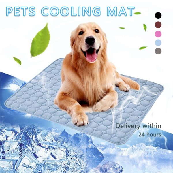 Pet Pad Summer Cooling Mat Dog Beds Mats Blue Pet Ice Pad Cool Cold Silk Moisture-Proof Cooler Mattress Cushion Puppy