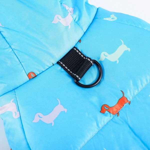 Autumn Winter Clothes For Dogs Dachshund Printed Cotton Down Jacket With Leash Ring Thicken Hoodie For Small Medium Dogs Puppy