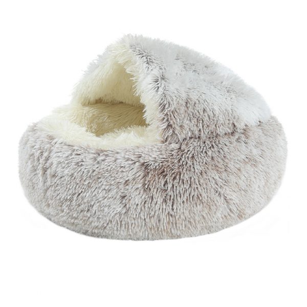 40/50cm Super Soft Cat Dog Bed Kennel Winter Warm Round Dog Puppy Sleeping Cushion Long Plush Pet Mat House