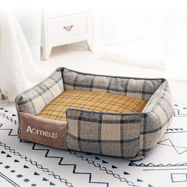 Washable Pet Dog Bed Removable Cat House Soft Sofa Mats Portable Puppy Cushion Dog Plaid Sleeping Beds For Dogs Pets Supplies